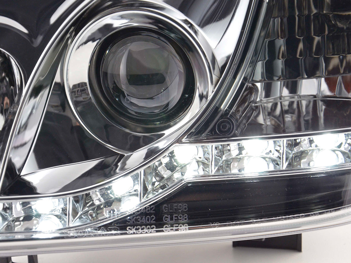 Scheinwerfer Set Daylight LED Tagfahrlicht VW Golf 4 97-03 chrom Scheinwerfer Set Daylight LED Tagfahrlicht VW Golf 4 97-03 chrom